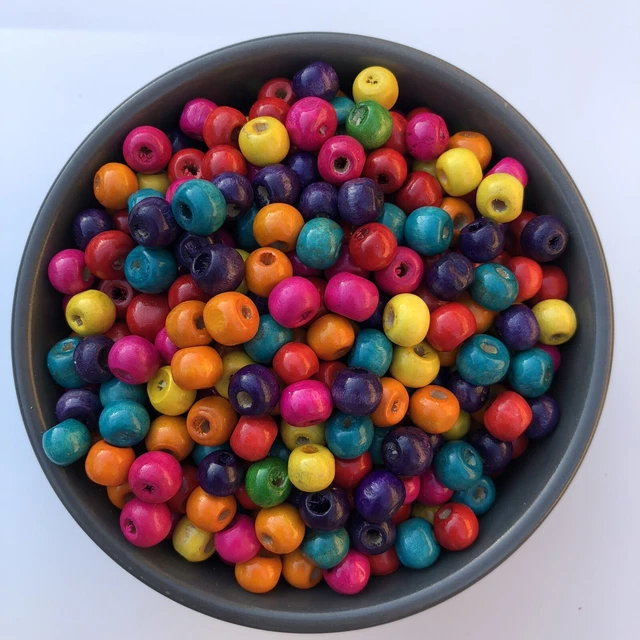 150X Wood Mixed Multi Colour 8.5x6.5mm Wooden Jewellery Making Craft Spacer Bead