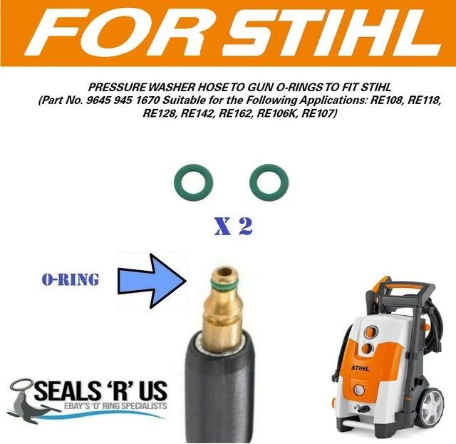STIHL PRESSURE WASHER Quick Release Hose Male End 2 x ORing Hose to