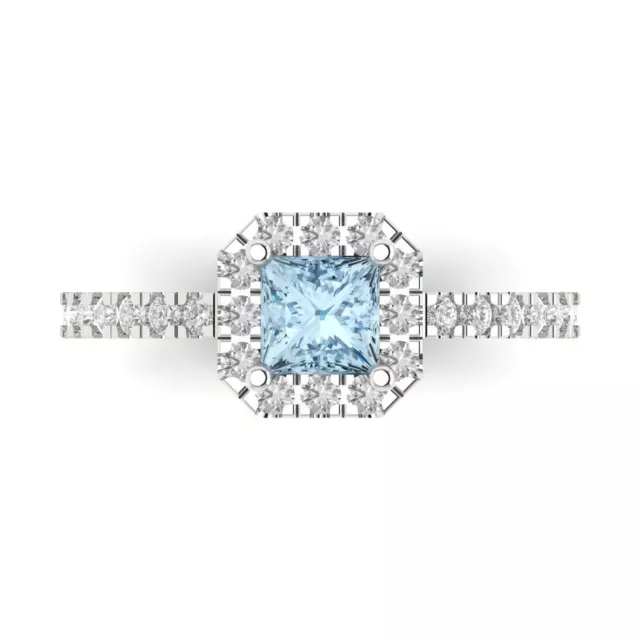 1.4 ct Princess Swiss Topaz Promise Bridal Wedding Classic Ring 14k White Gold