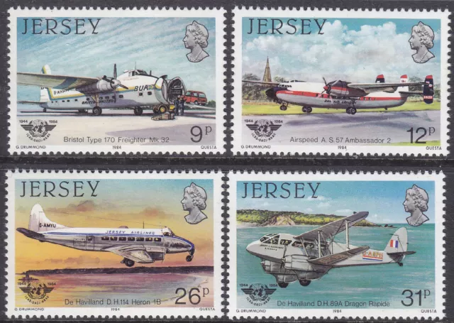 Jersey Mnh Umm Stamp Set 1984 Sg 340-343 Civil Aviation Organisation History Ii