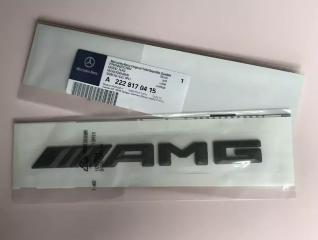 Genuine Mercedes AMG Matte Black Rear Badge Trunk Emblem C63 E63 A45 AMG 2