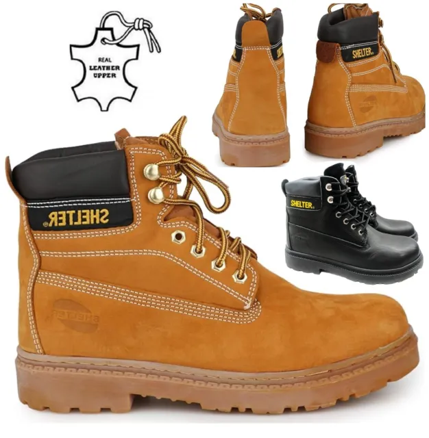 Mens Ankle Leather Safety Lace Up Steel Toe Cap Work Hiker Shoes Boots Size 6-11