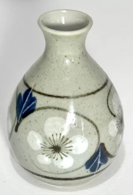 Vintage Otagiri Japan Pottery Bud Vase Hand Painted Floral Speckled  4" Tall