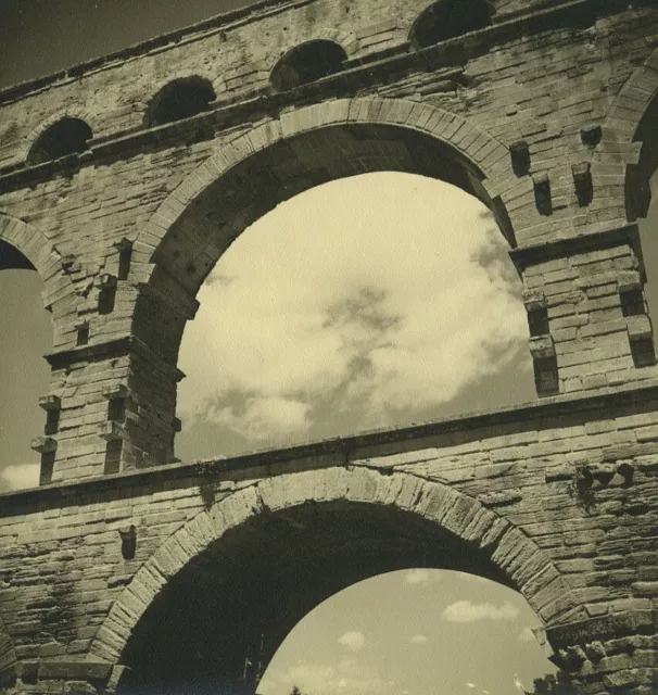 France Pont du Gard Bridge Ancienne Photo Amateur 1947 #1