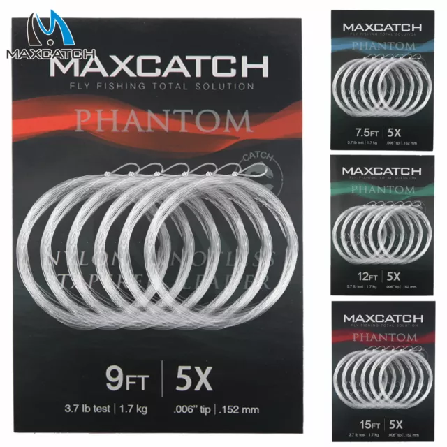 Maxcatch Fly Fishing Tapered Leader with Loop 6 Pack: 7.5ft/9ft/12ft/15ft, 0X-6X