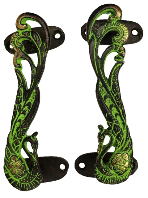 Peacock Design Antique Victorian Style Handcrafted Brass Door Handle Home Décor