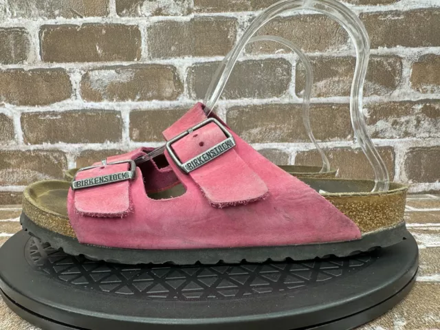 Birkenstock Arizona Double Strap Slide Sandals Pink EU38 Womens Size 7 Narrow