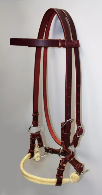 Sidepull Harnessleder Double Rope Noseband aus Latigo Leder Größe Full
