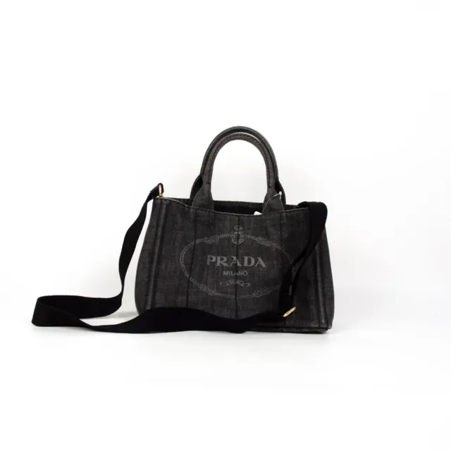 Prada canapa gray tote with shoulder strap