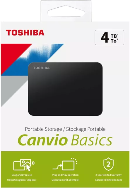Disque dur externe TOSHIBA  CANVIO BASICS 4 To Noir USB 3.2 Neuf