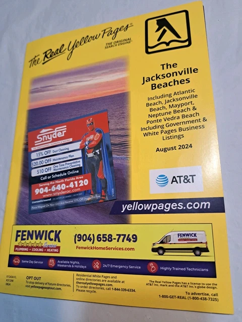 JACKSONVILLE BEACH THE Real Yellow Pages AT&T Phone Book August 2024 £6 ...