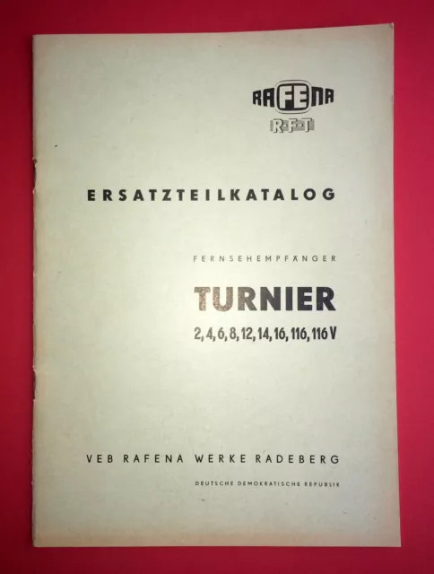 RFT Ersatzteilkatalog RAFENA 1965/66 Fernsehempfänger TURNIER  ( F14464