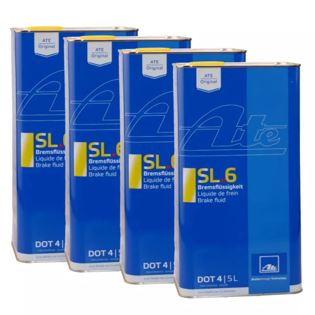 4x ORIGINAL ATE Bremsflüssigkeit Brake Fluid SL.6 DOT 4 5 Liter / 03.9901-6403.2