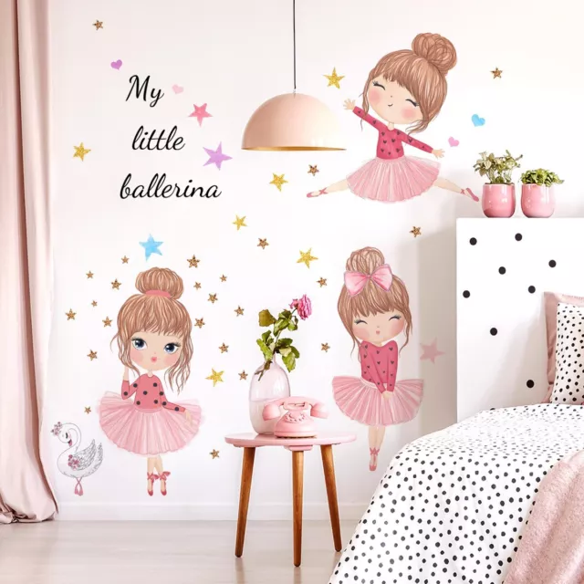 Wall Stickers Ballet Girl Decals Home Decor Dance Room Stars Swan Art Home Chic