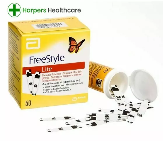 FreeStyle Lite Blood Glucose Test Strips Abbott - 1 x 50 -Free P&P - New Stock
