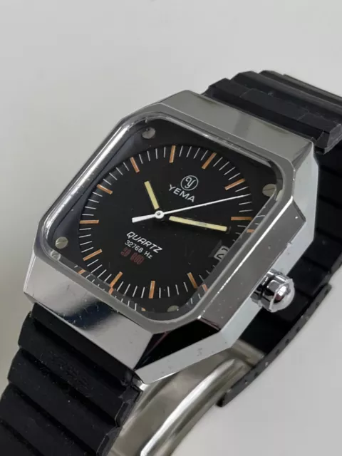 Yema quartz Y10 vintage french watch Date Steel 90.30.57 cal. ESA 9182 runs well