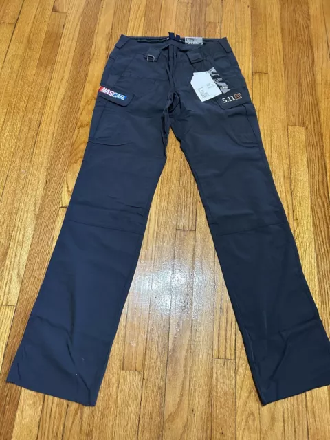 5.11 Tactical NASCAR Series Charcoal Gray Work Pants Size 10 Cargo Unhemmed NWT