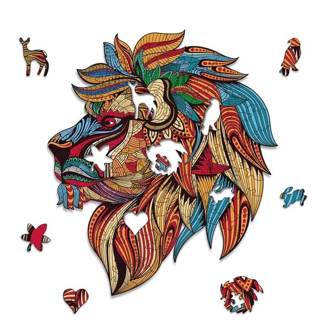 Lion Animal Puzzles Adults Children DIY Wooden Jigsaw Birthday Christmas Gifts 10