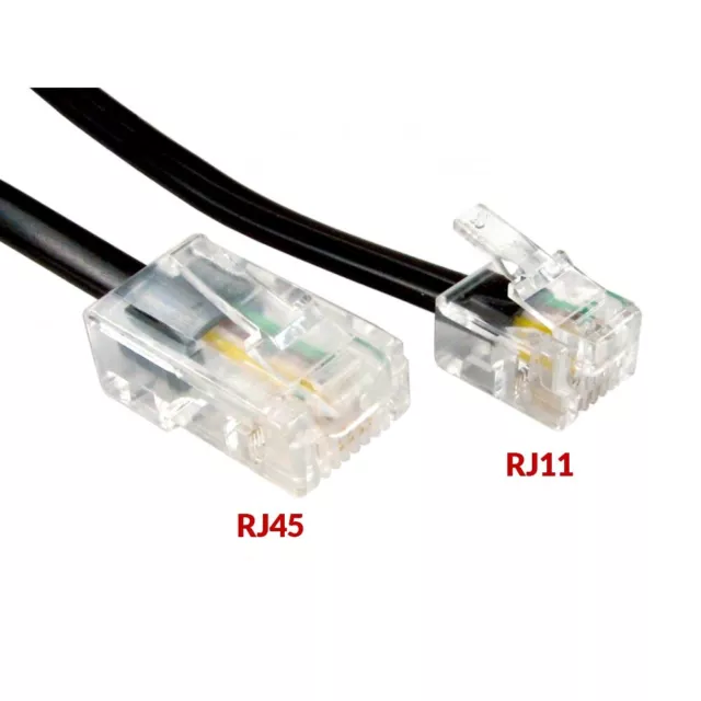RJ11 to RJ45 Modem Cable Connect Router To ADSL RJ45 Network Socket Black Lot UK