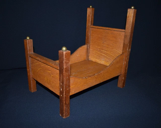 Vintage Doll or Salesman Sample Maple Bed box bed frame