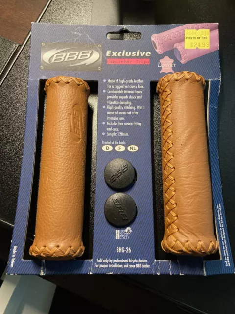 Bicycle Handlebar Genuine Leather Grips - Brown - Beach Cruiser (One Pair) Bicycle Handlebar Genuine Leather Grips - Brown - Beach Cruiser (One Pair)