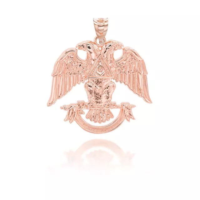 Rose Gold Scottish Rite Double Headed Eagle Pendant Necklace