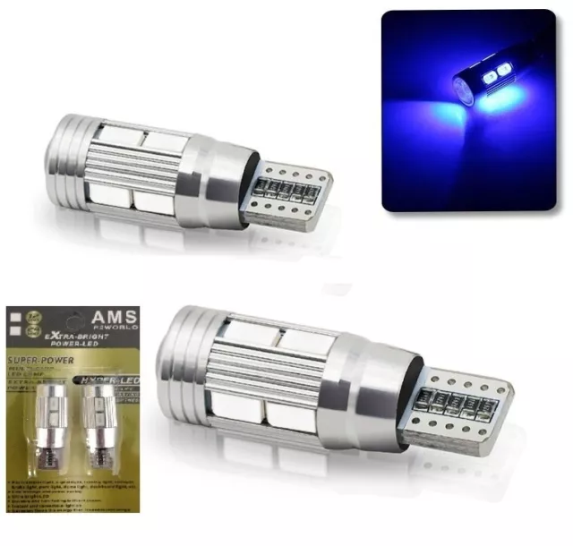 Blister de 2 Ampoules à LED Т10 W5W LED 10 SMD Can Bus 12V Bleues Puissantes