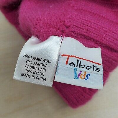 Talbots Kids Children Winter Hat Pink Sequins Lambs Wool Blend 6.75” Opening 2