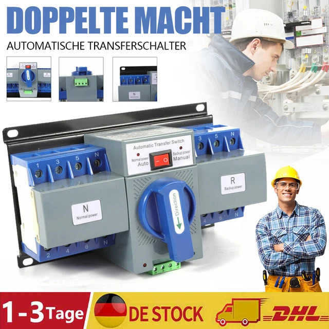 63A Automatischer Umschalter Transferschalter Transfer Switch Dual Netzteil 4P