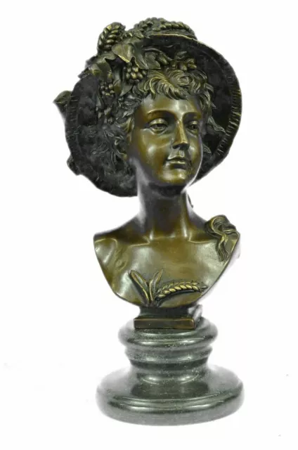 Molto Piuttosto Puro Bronzo Femminile Classica Busto Arte Deco Marmo Artistico