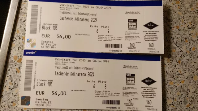 2Top Tickets LACHENDE KÖLN ARENA 03.02.24 (Innenraum/die letzten/da Ausverkauft)