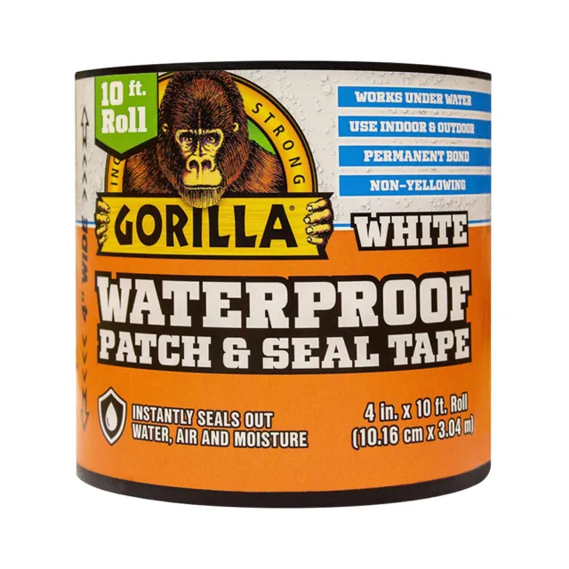 GorillaGlue Waterproof Patch & Seal WHITE Tape Permanent Bond 101mm x 3.04 m