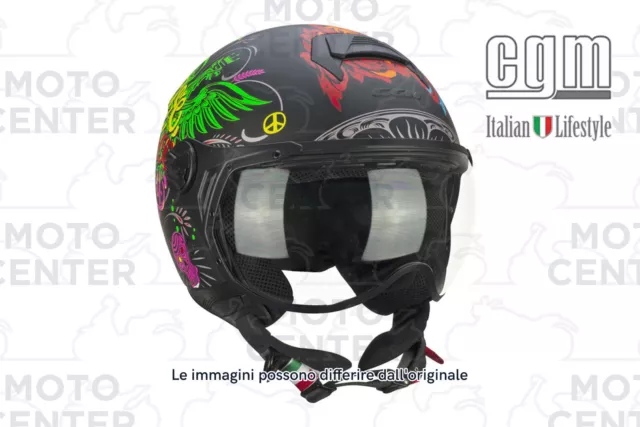 CASCO DEMI JET CGM 107S FLORENCE JOY NERO VISIERA AVIATORE TAGLIA XXL (61 Cm.)