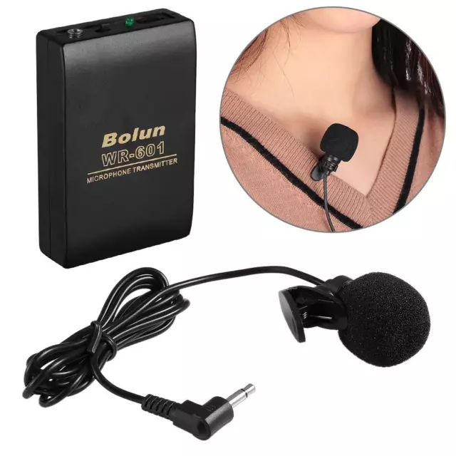 Clip Mic System FM Transmitter Receiver Lavalier Lapel Wireless Microphone