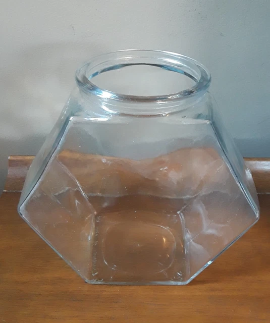 1 of 2 Vintage Hexagon Fish Bowl Clear Glass Small Goldfish Libbey of Canada #7