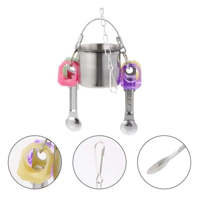Stainless Steel Water Dispenser Parrot Cage Water Bowl Parrot Food Box Outdoor