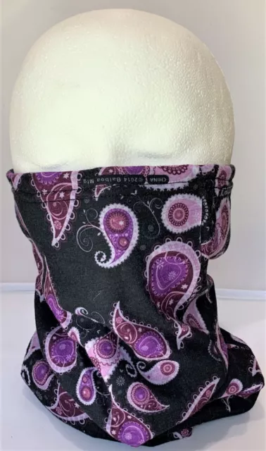 Zan Headgear Motley Tube Fleece Lined Pink Paisley Balaclava Neck Warmer ski