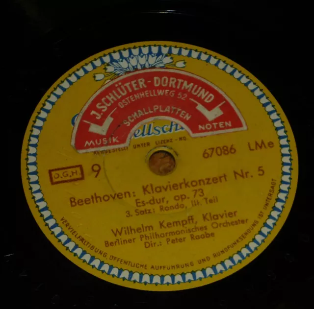 78 rpm Schellack Beethoven Raabe Kempff Piano Klaviersonate Nr 5 DGG Tulip 67086 2