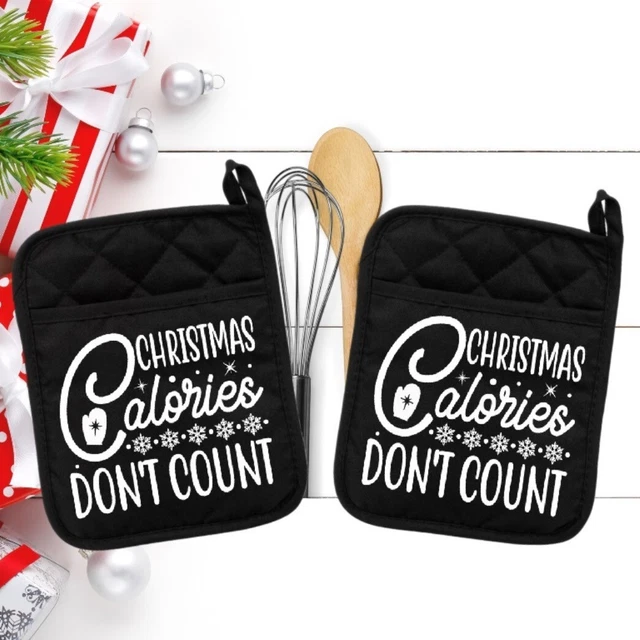 Calorías de Navidad Don't Count 1 - Portavasos - Horno Mitt - Hot Pad - neo049blk