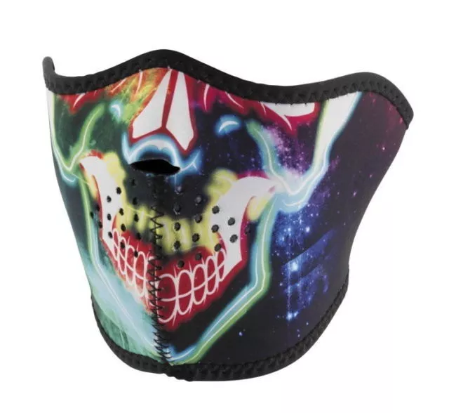 Zan Headgear Half Mask, Neoprene, Neon Skull  WNFM082H