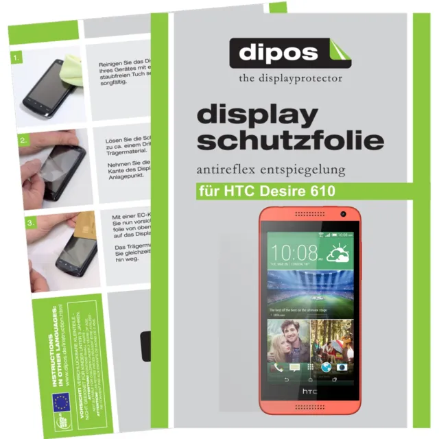 1x dipos Schutzfolie für HTC Desire 610 matte Display passgenau Antireflex