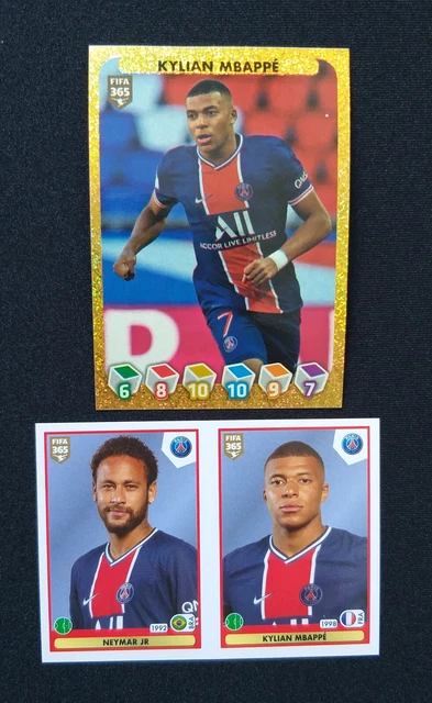 2 x Kylian Mbappe stickers Panini FIFA 365 2021 PSG - #307 a/b and #333