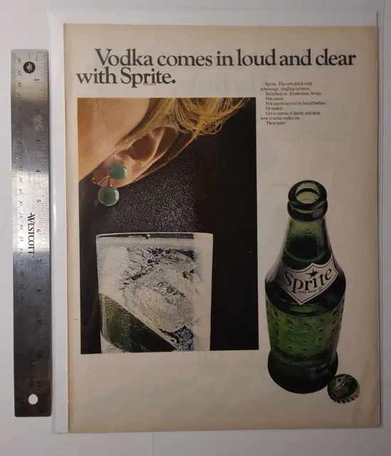 Vintage 1967 SPRITE - Vodka Comes in Loud and Clear - Large Magazine Ad