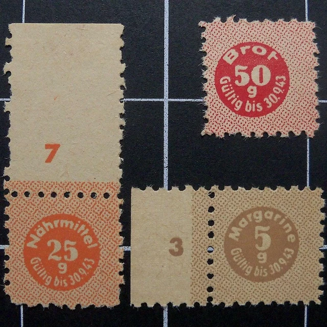 German Rations Stamp GERMAN WW2 RATION stamps-1943-BREAD,CEREAL,MARGARINE-rare 3rd reich era ...