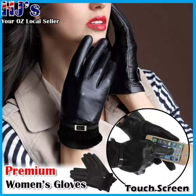 Women's Winter Warm PU Leather Click Touch Screen Magic Gloves For Mobile Phone