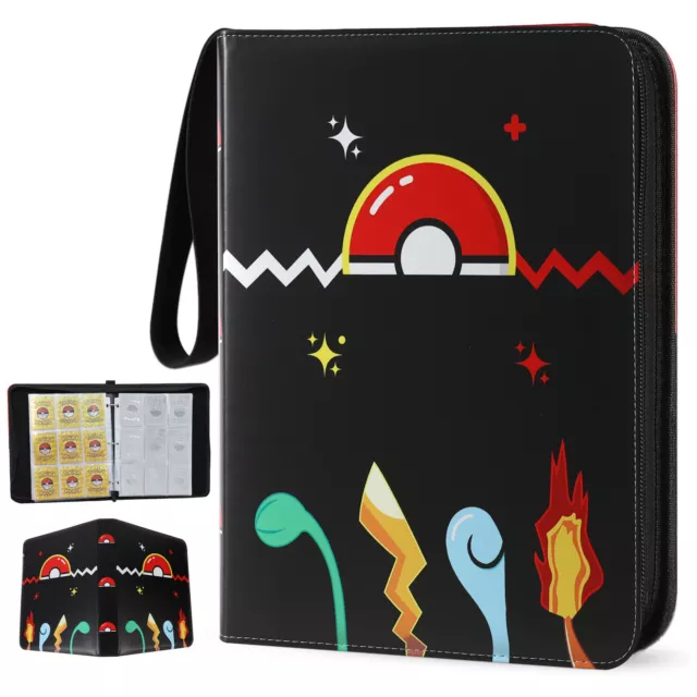 900 Card Pocket Binder 9 Pockets Trading Cards Album Folder - Pokemon Tail Black