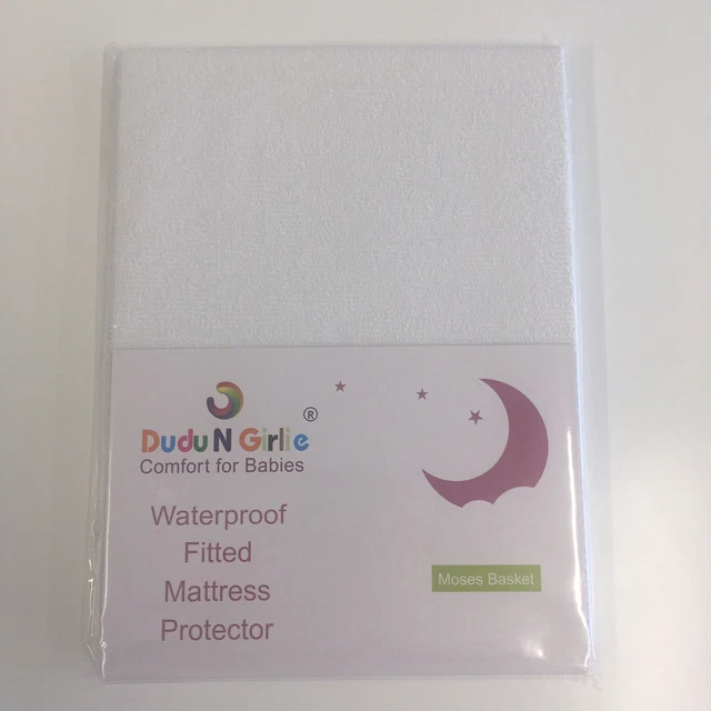 Dudu N Girlie Terry Cotton Moses Basket Waterproof Fitted Mattress Protector