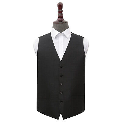 Black Mens Waistcoat Plain Shantung Formal Wedding Tuxedo Vest by DQT