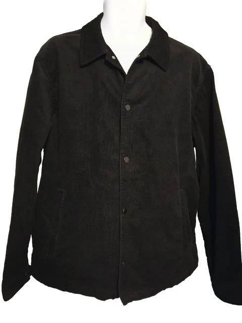 Giacca Uomo Zara Nero Velluto a coste Grande Shacket Argento Borchie Chiusura Cordino