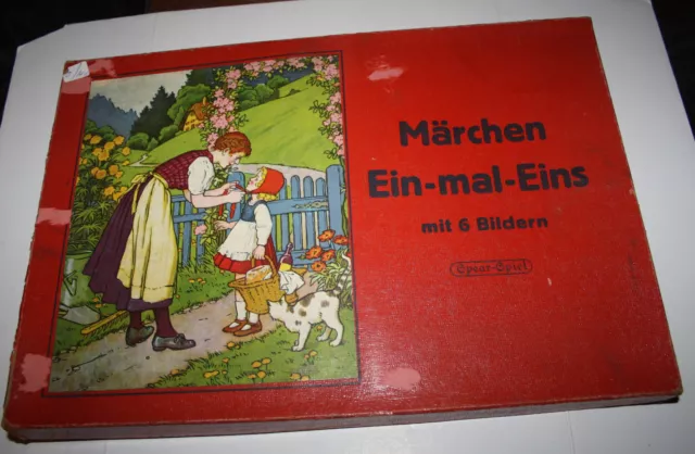 Antik Gesellschaftspiel Märchen Ein - mal - Eins mit 6 Bildern Sperar - Spiel